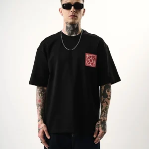 T shirt noir oversize Red heart